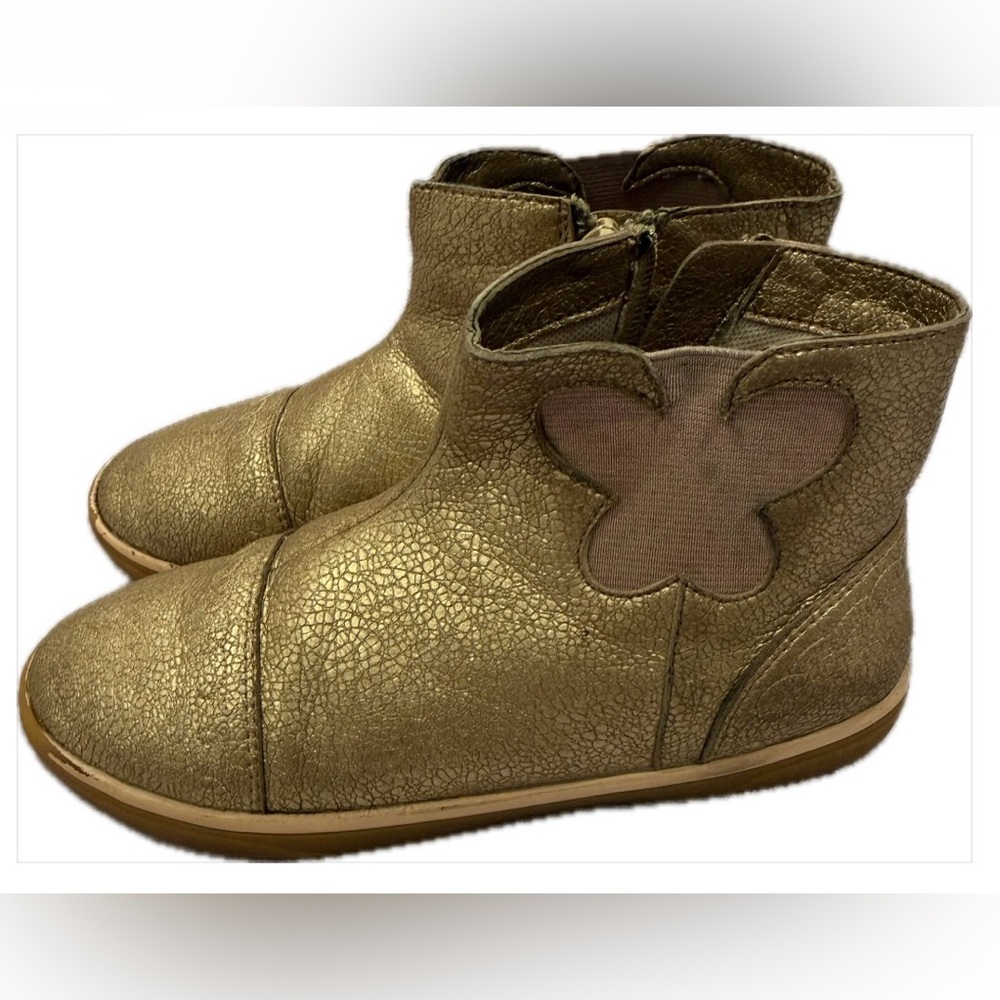 Livie and Luca Rose Gold Butterfly Kids Boots 1Y Zipper Casual Comfortable